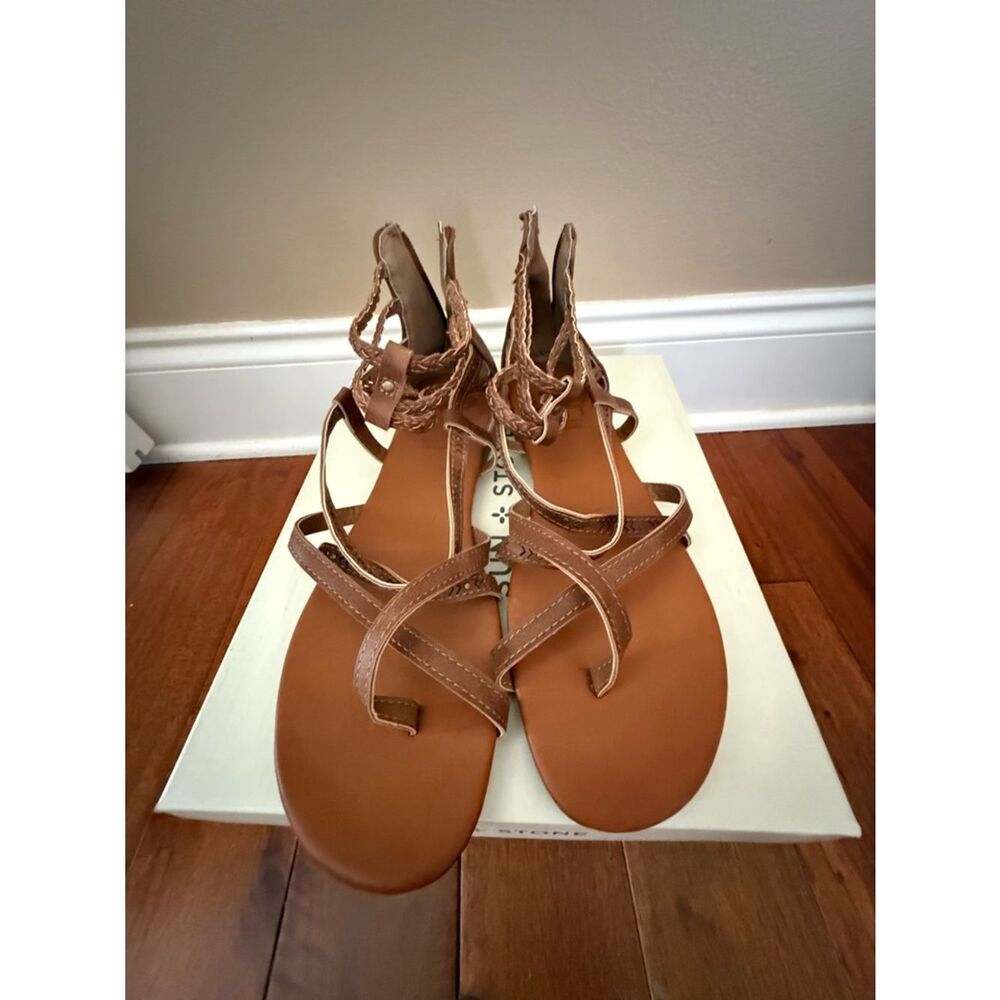 Starla brown Strappy Gladiator Sandals back zipper